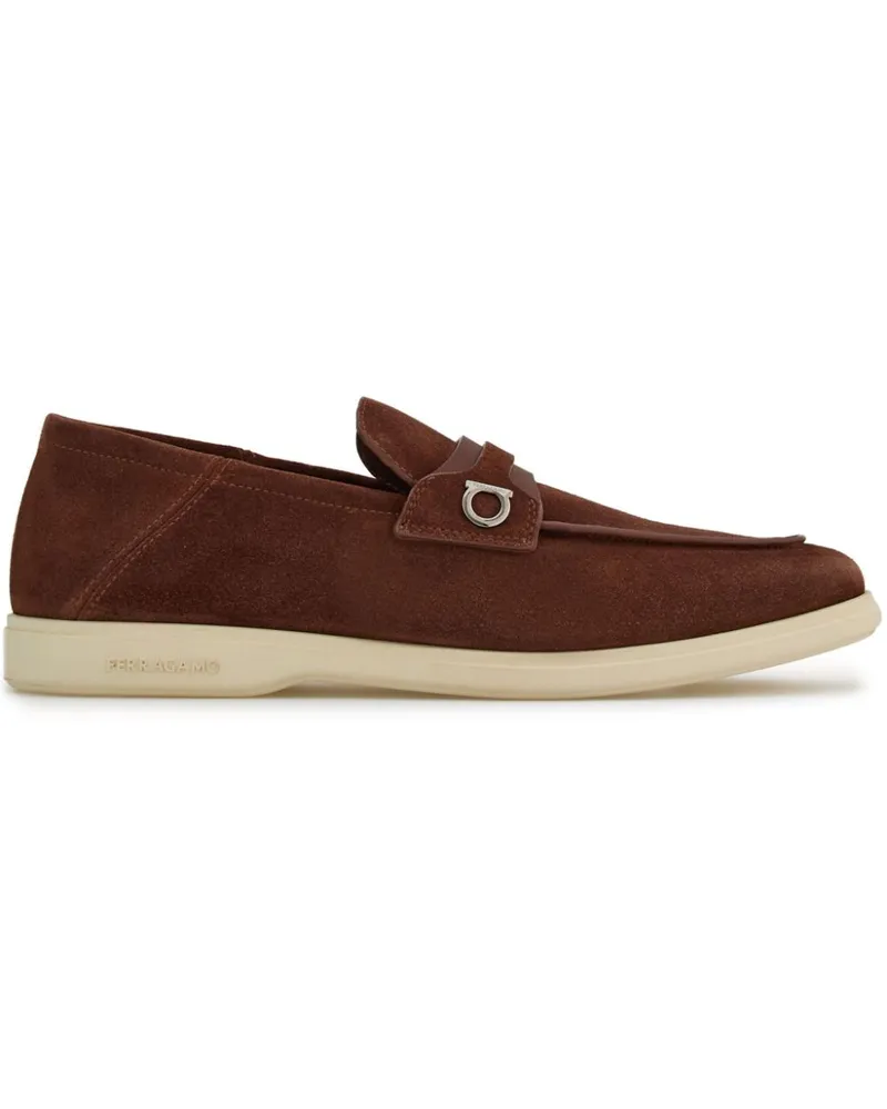 Ferragamo Loafer aus Wildleder mit Gancini-Schild - Braun Braun