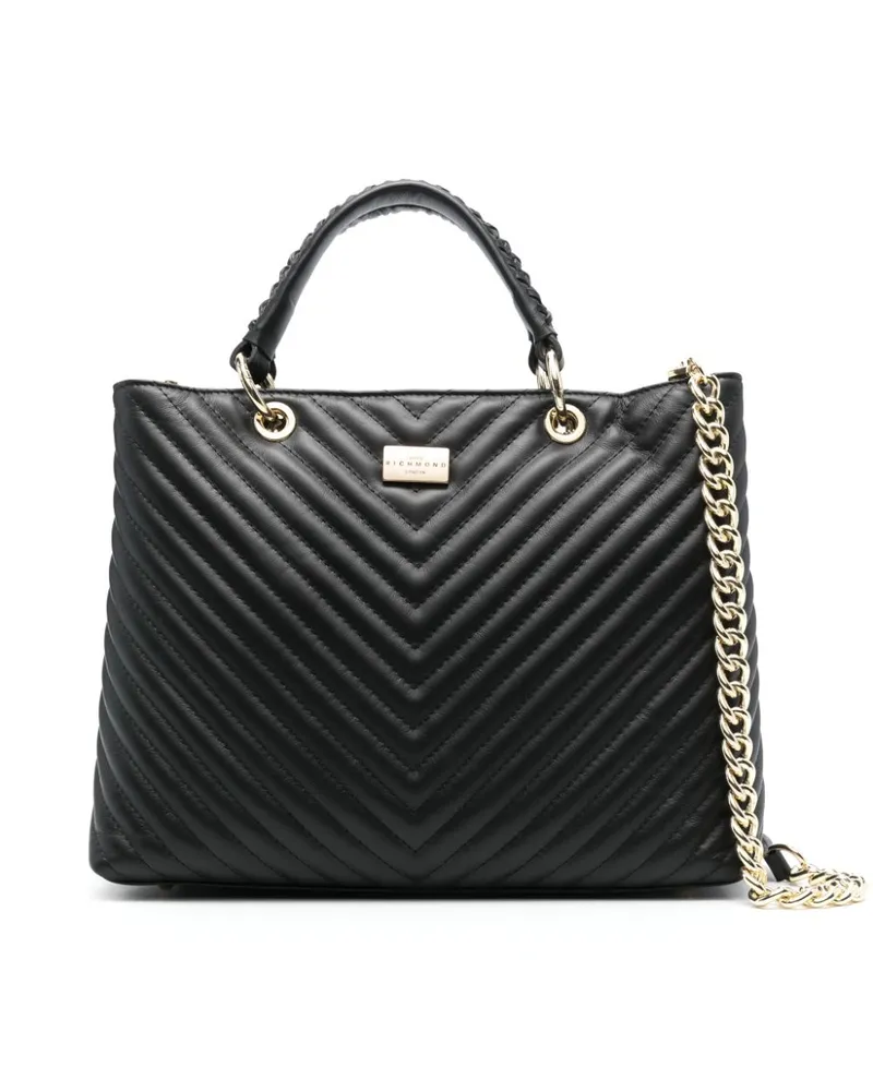 John Richmond Gesteppte Handtasche mit Logo - Schwarz Schwarz