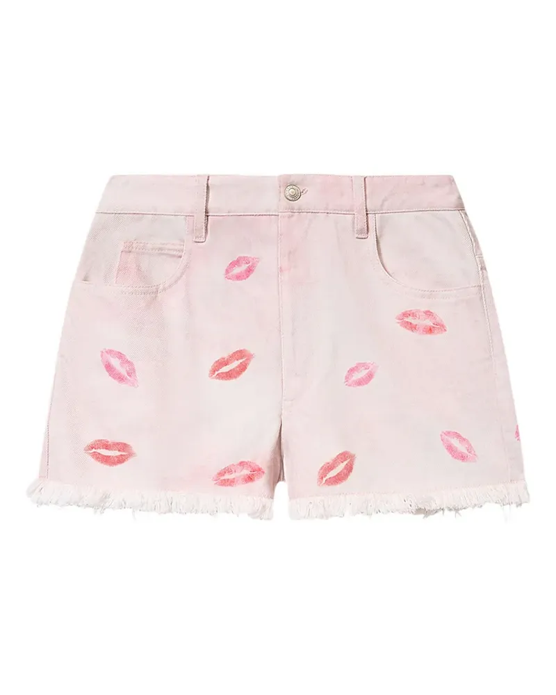 Isabel Marant Ausgefranste Lesia Shorts mit Kuss-Print - Rosa Rosa