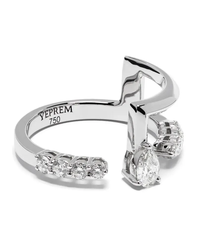 YEPREM 18kt Weißgoldring mit Diamanten - Silber Silber