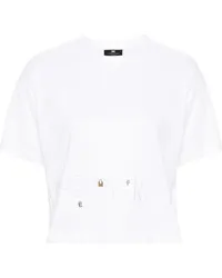 Elisabetta Franchi T-Shirt mit Logo-Stickerei Weiß