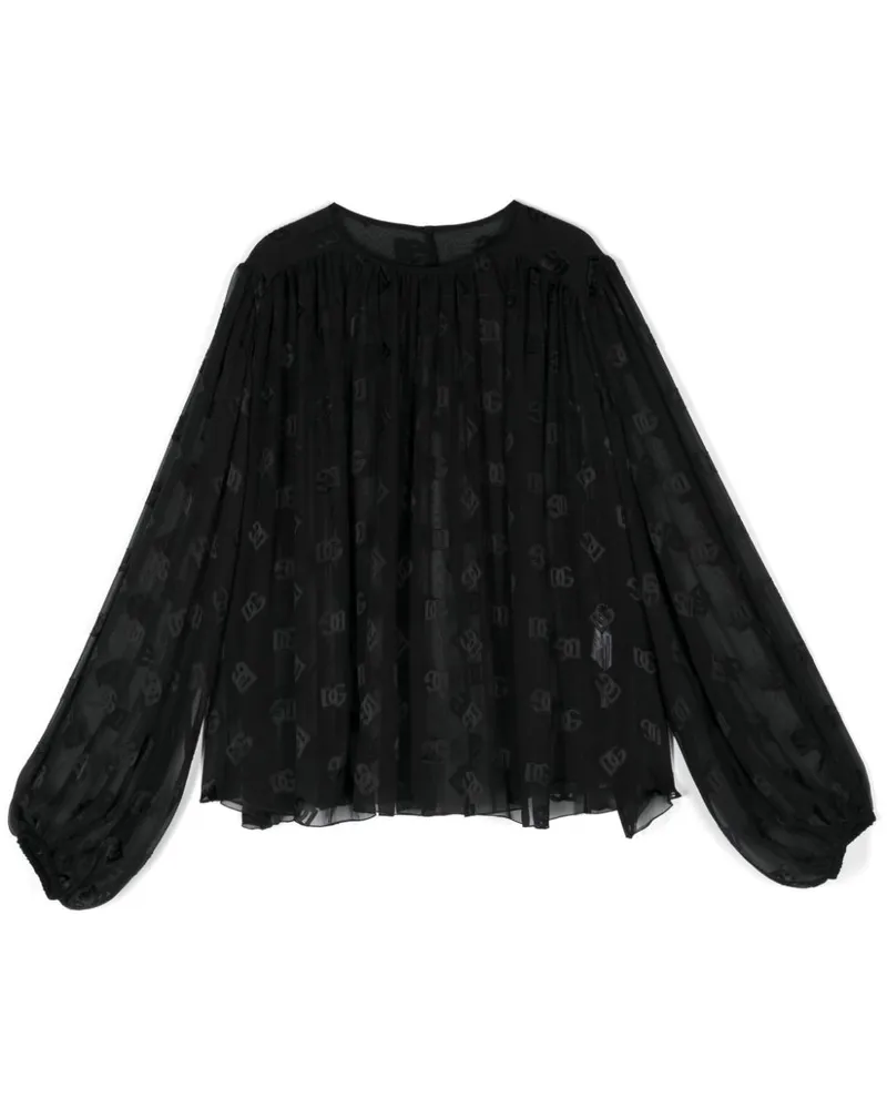 Dolce & Gabbana Dévore-Bluse mit Monogramm - Schwarz Schwarz