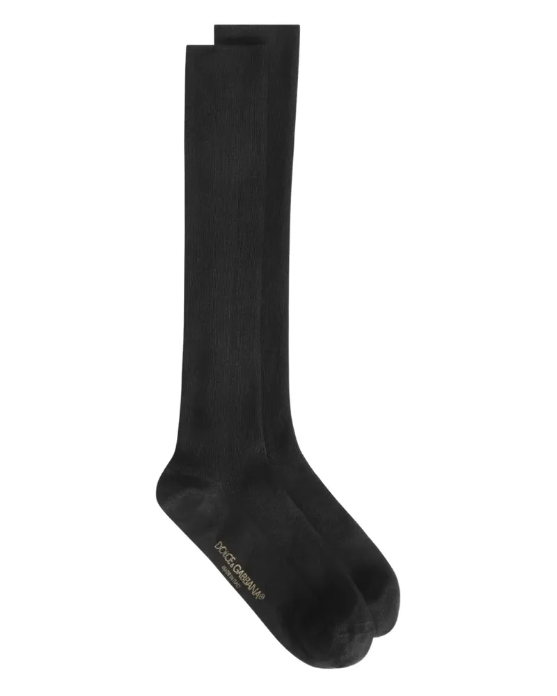 Dolce & Gabbana Gerippte Kniestrümpfe - Schwarz Schwarz