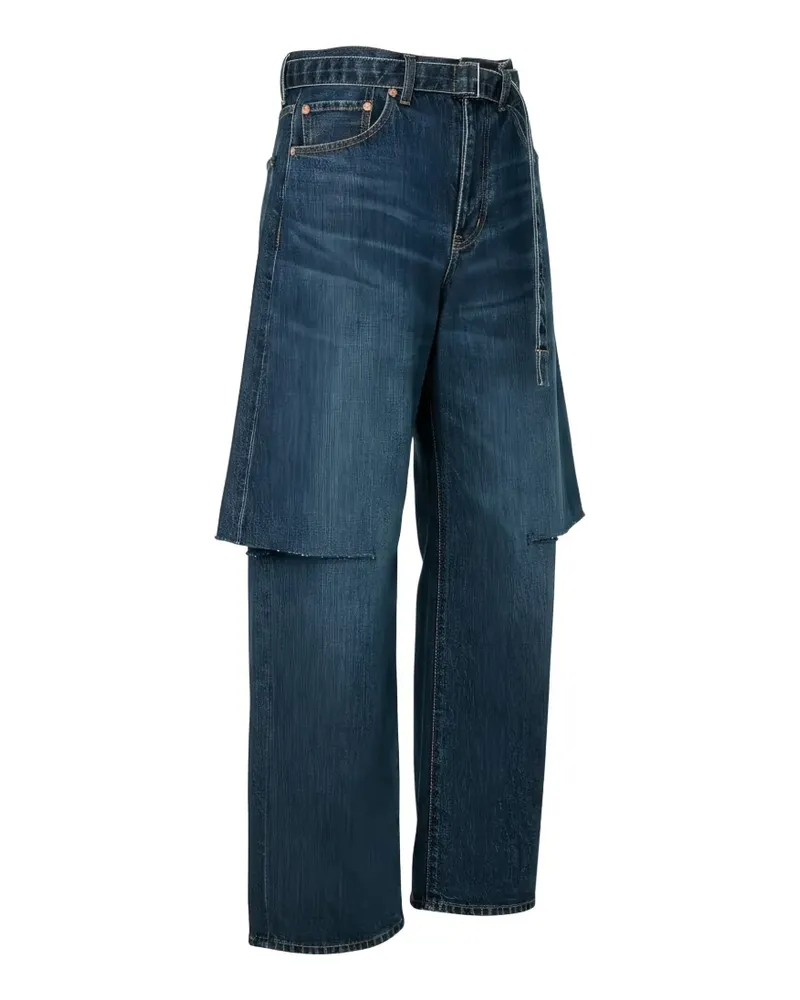 Sacai Weite Jeans im Layering-Look - Blau Blau