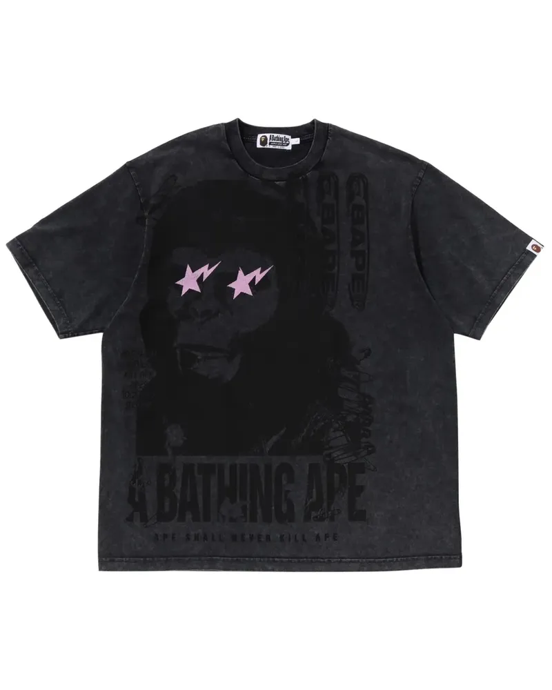BAPE T-Shirt mit Logo-Print - Schwarz Schwarz