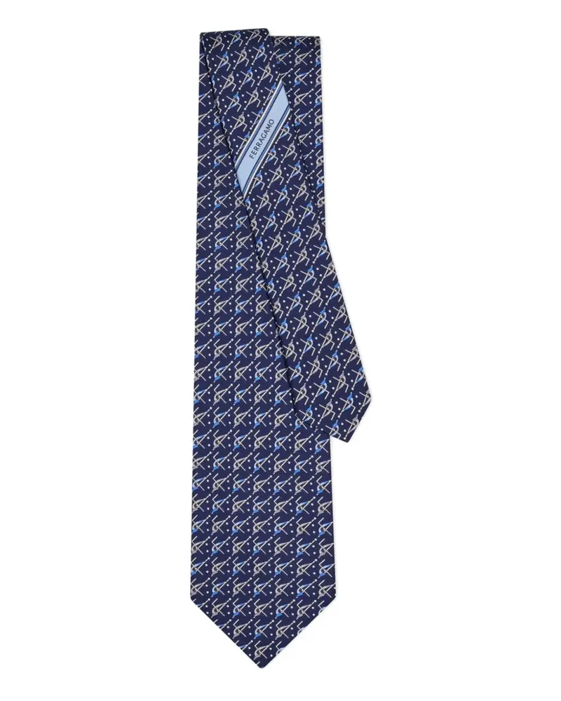 Ferragamo Seidenkrawatte mit Billard-Print - Blau Blau
