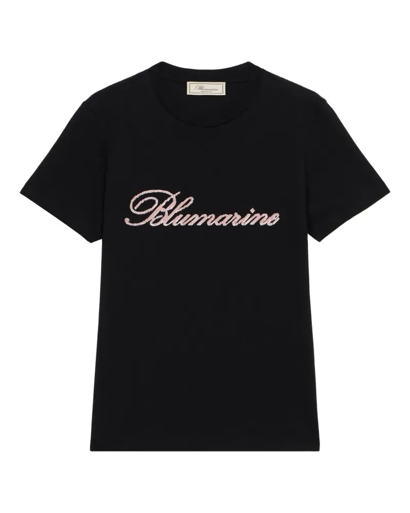 Blumarine T-Shirt mit Logo-Verzierung - Schwarz Schwarz
