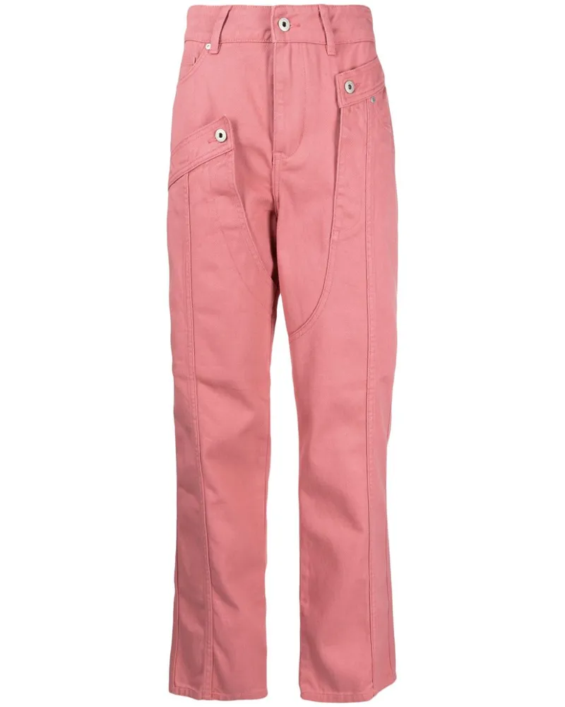 Feng Chen Wang High-Waist-Jeans mit geradem Bein Rosa