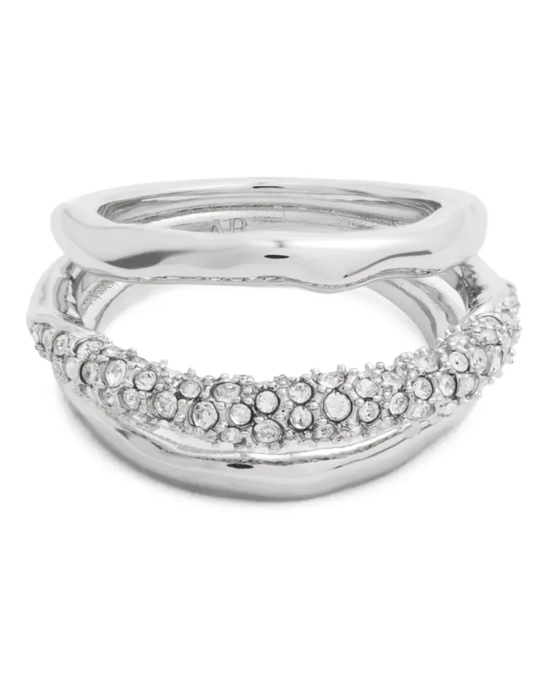 Alexis Bittar Solanales crystal-embellished wavy rings - Silber Silber