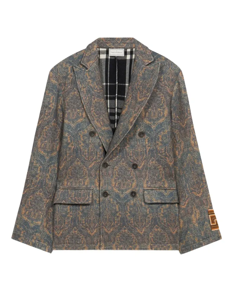Pierre-Louis Mascia Doppelreihiger Cakesc14 Blazer mit Damaszenermuster - Blau Blau