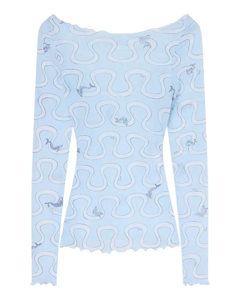 Emilio Pucci Onda Tülloberteil mit Print - Blau Blau