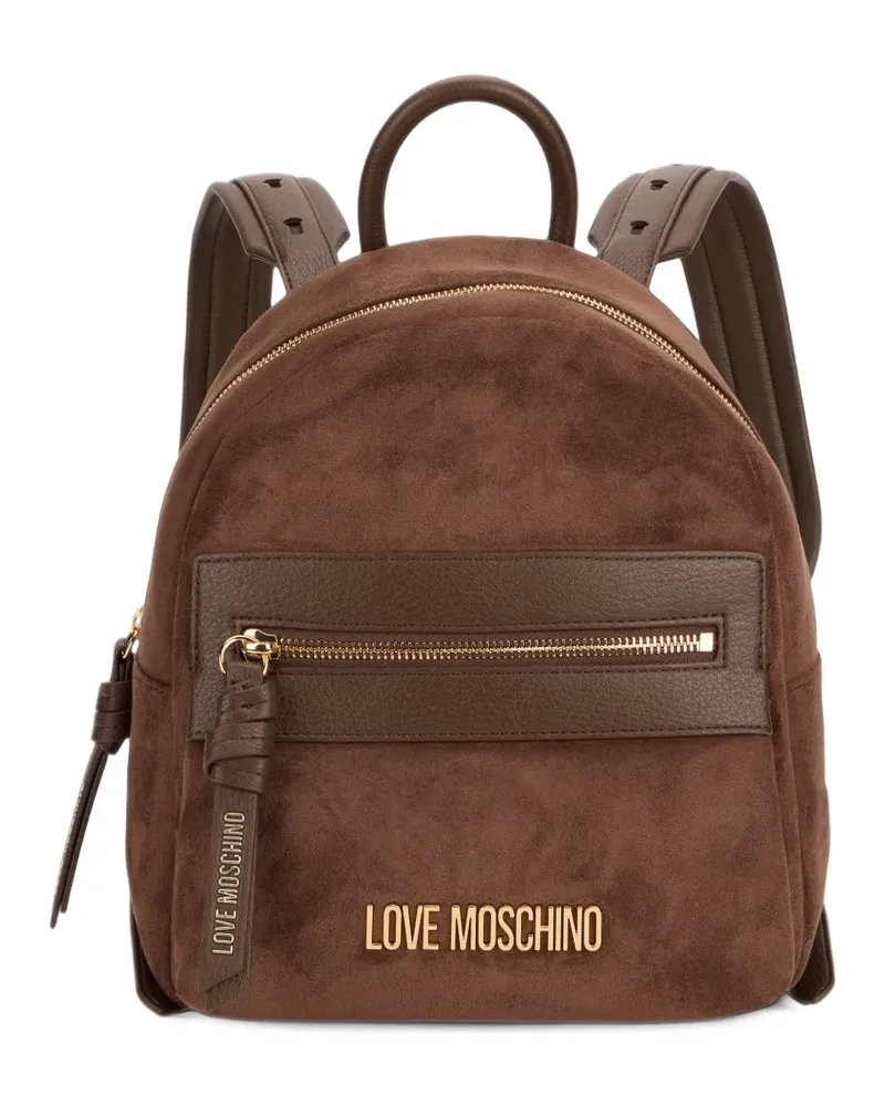 Moschino Rucksack mit Logo-Schild - Braun Braun