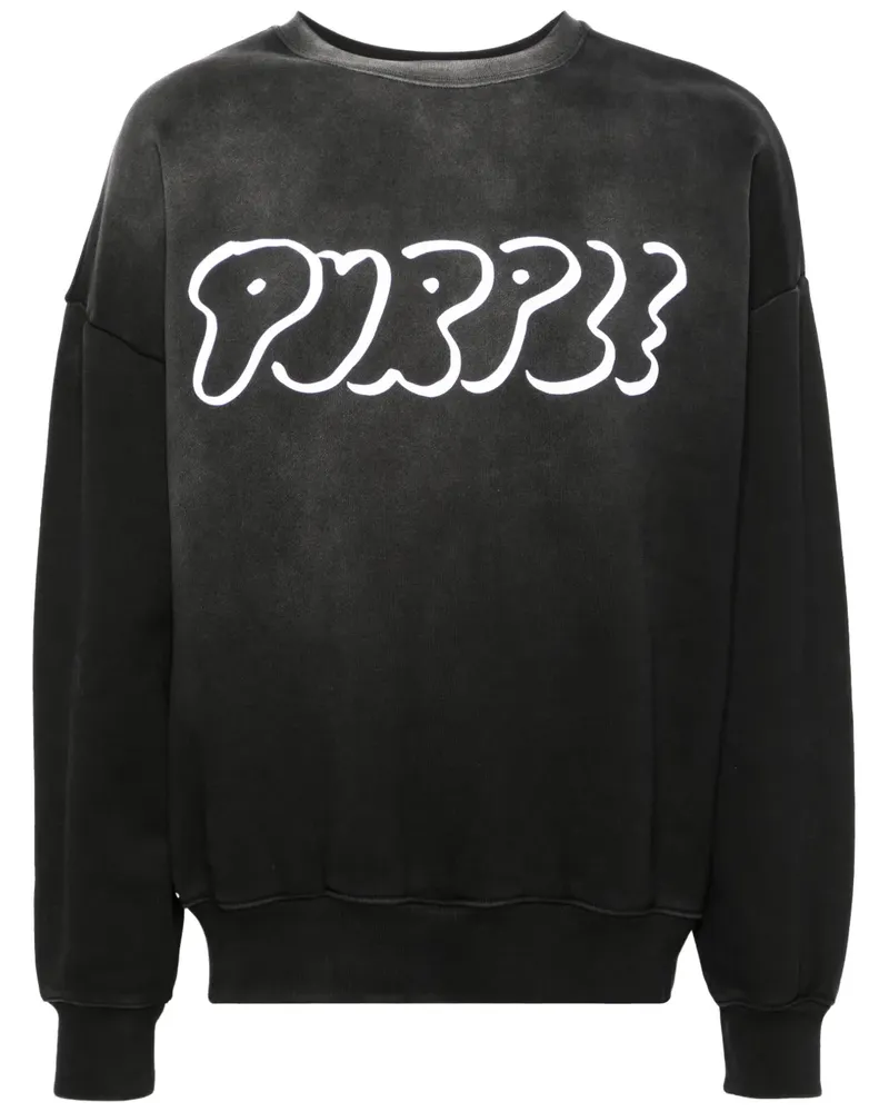 PURPLE BRAND Sweatshirt mit beflocktem Logo - Schwarz Schwarz