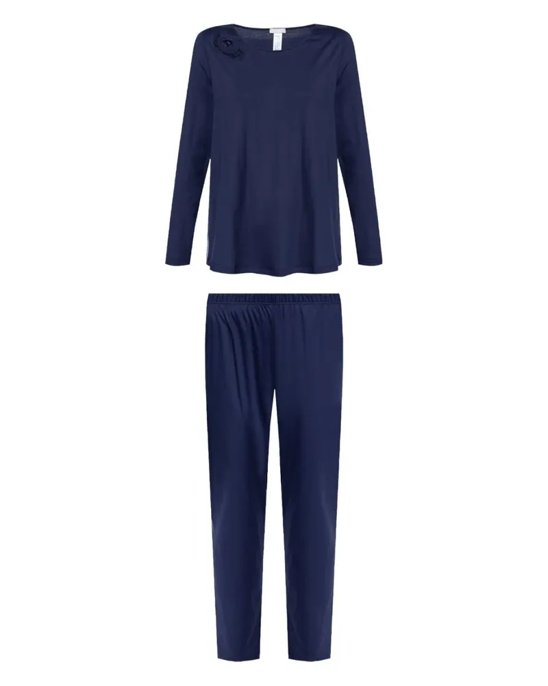 Hanro Langärmeliger Pyjama Blau