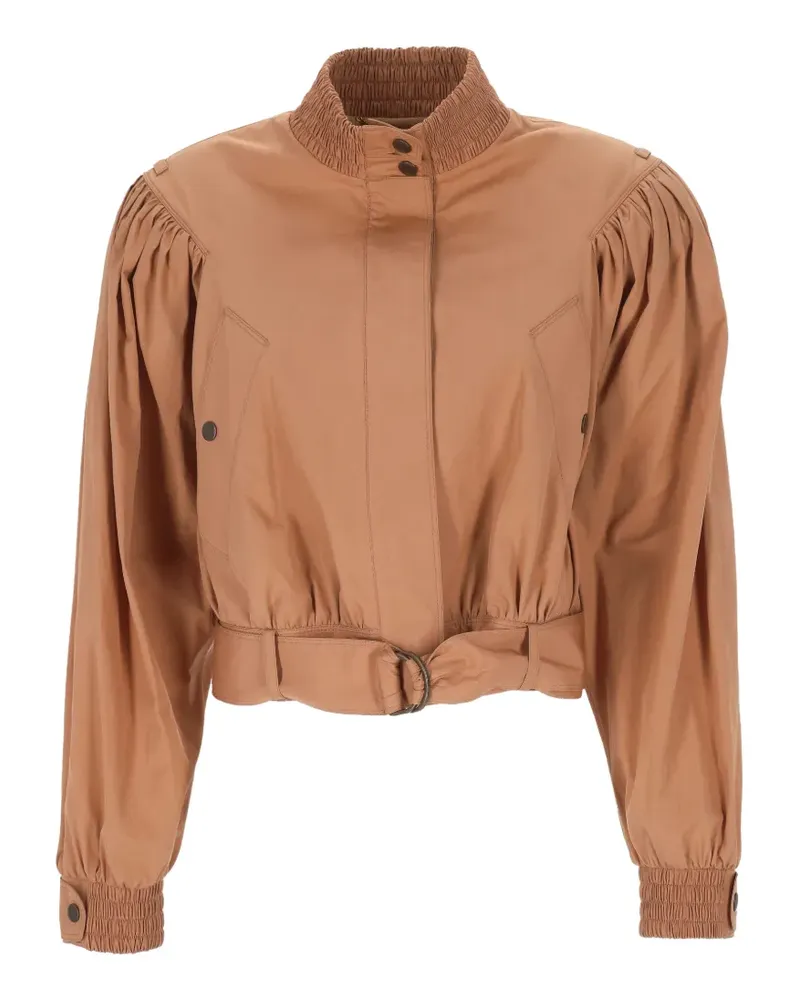 Chloé belted puff-sleeve jacket - Braun Braun