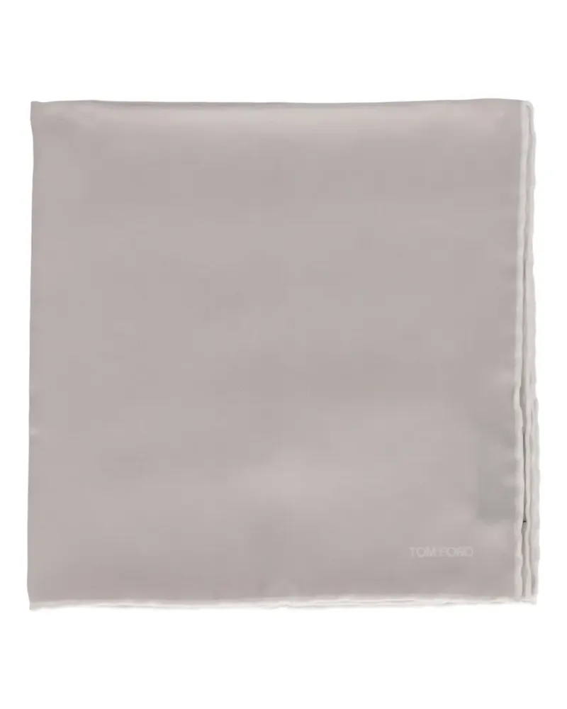 Tom Ford logo-print rolled-edge pocket square - Grau Grau