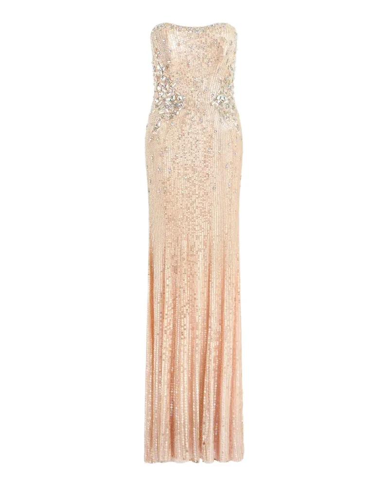 Jenny Packham Schulterfreies Topaz Maxikleid mit Pailletten - Nude Nude