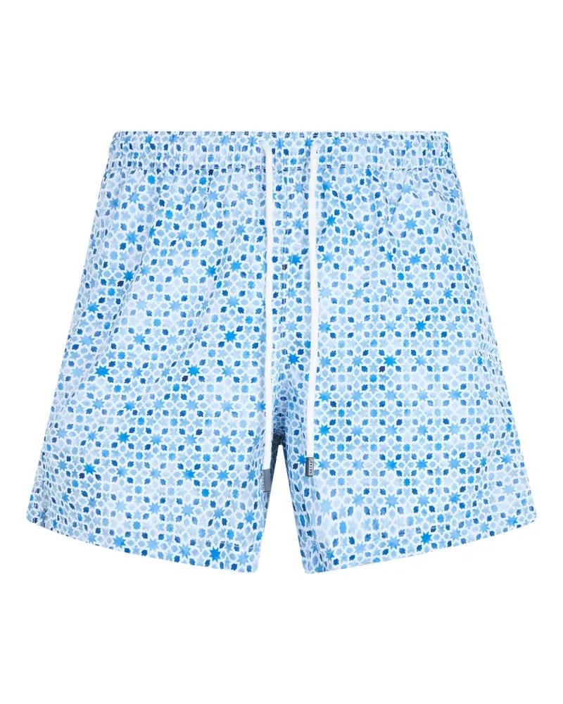 Fedeli geometric-print drawstring swim shorts - Weiß Weiß