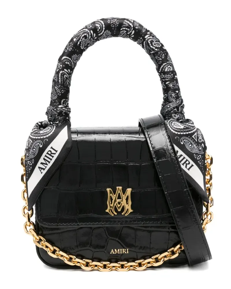 Amiri Satchel-Tasche mit Kroko-Effekt - Schwarz Schwarz