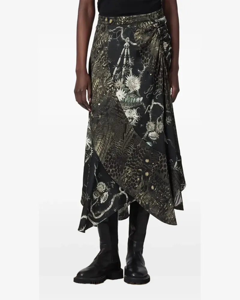AllSaints Arleen animal-print midi skirt - Schwarz Schwarz
