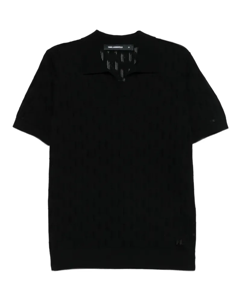 Karl Lagerfeld logo pattern polo shirt - Schwarz Schwarz