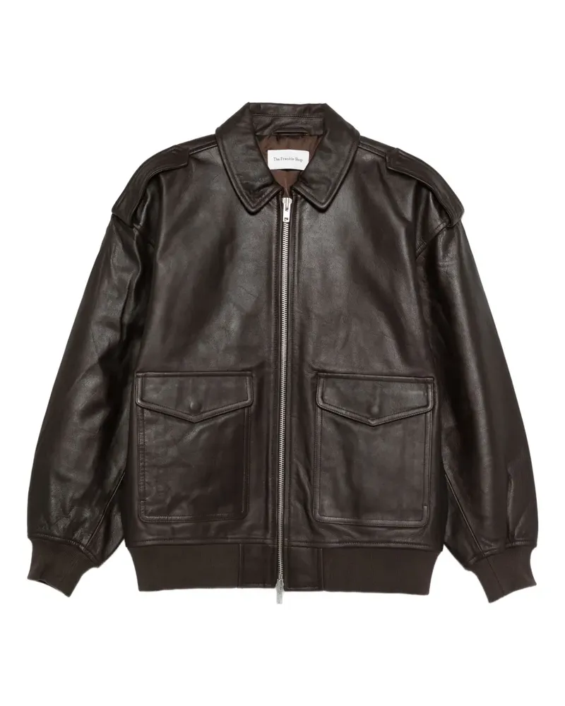 FRANKIE Shop Lederjacke mit Reißverschluss - Braun Braun