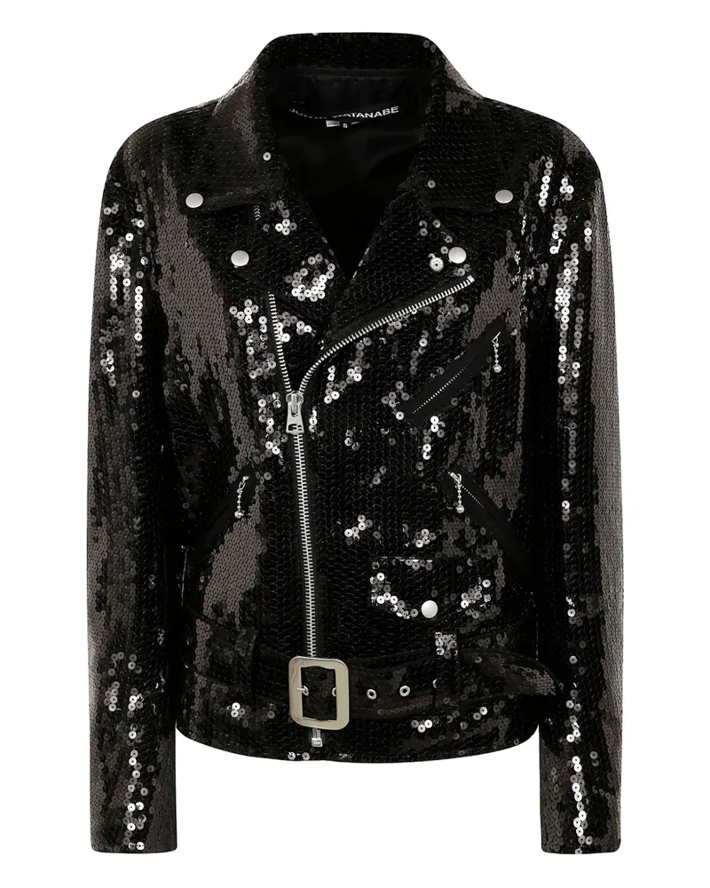 Junya Watanabe Bikerjacke mit Pailletten - Schwarz Schwarz