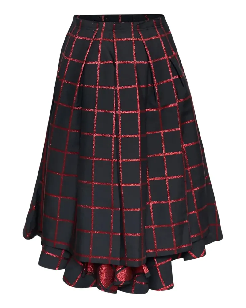 Comme des Garçons block-jacquard ruffled skirt - Schwarz Schwarz