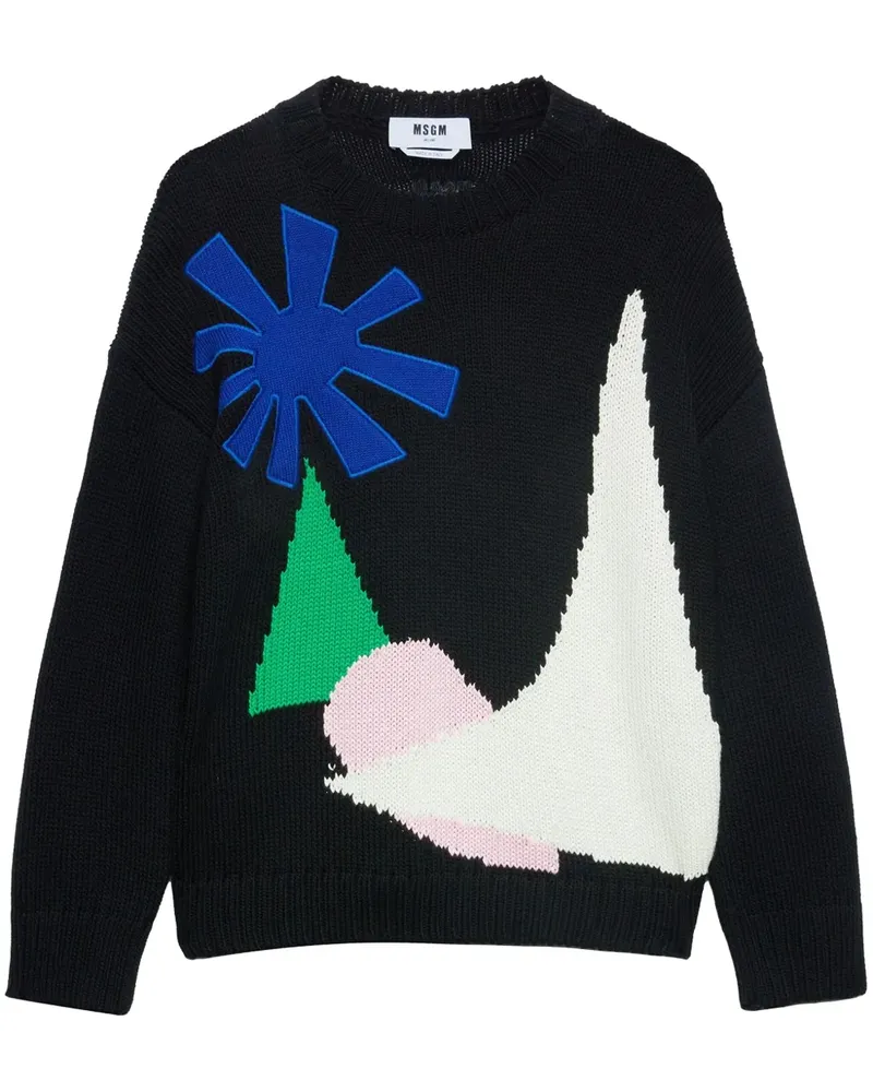 MSGM Pullover mit Intarsienmuster - Schwarz Schwarz