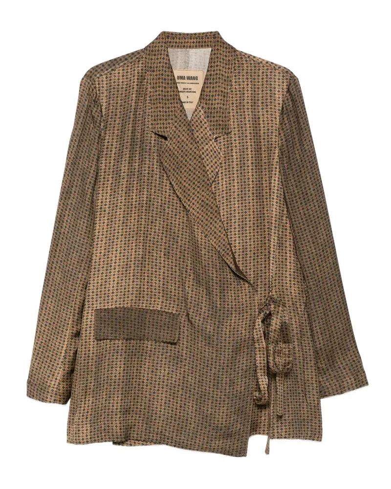 Uma Wang Geometrisch gemusterte Khloe Jacke mit Gürtel - Nude Nude
