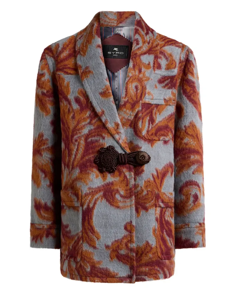 Etro Knebelmantel mit Jacquardmuster - Blau Blau