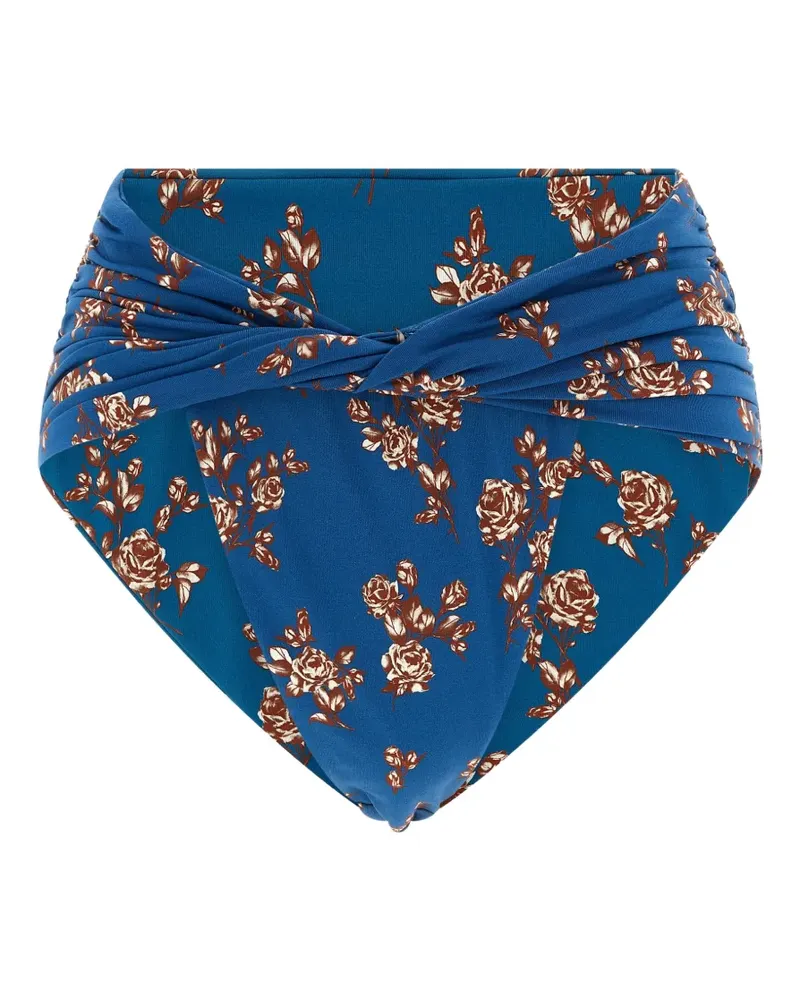 Magda Butrym floral-print ruched bikini briefs - Blau Blau