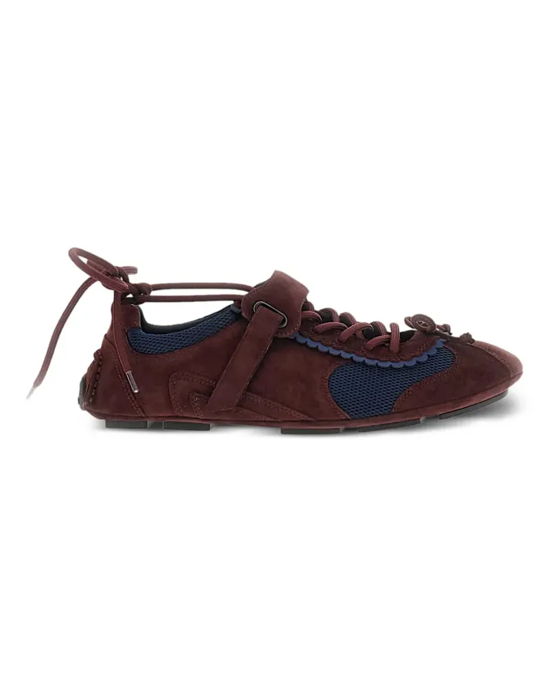 SHUSHU/TONG Ballerina-Sneakers mit Mesh-Einsatz und Wellenkante - Rot Rot