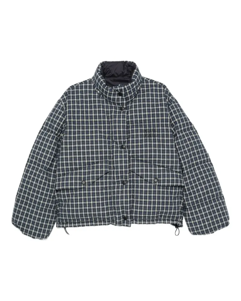 Miu Miu check-pattern reversible jacket - Blau Blau