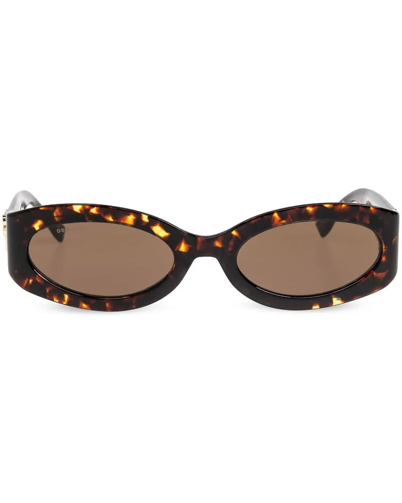Dsquared2 Ovale Sonnenbrille in Schildpattoptik - Braun Braun