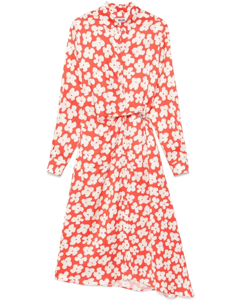 MSGM Midikleid mit Blumen-Print - Orange Orange