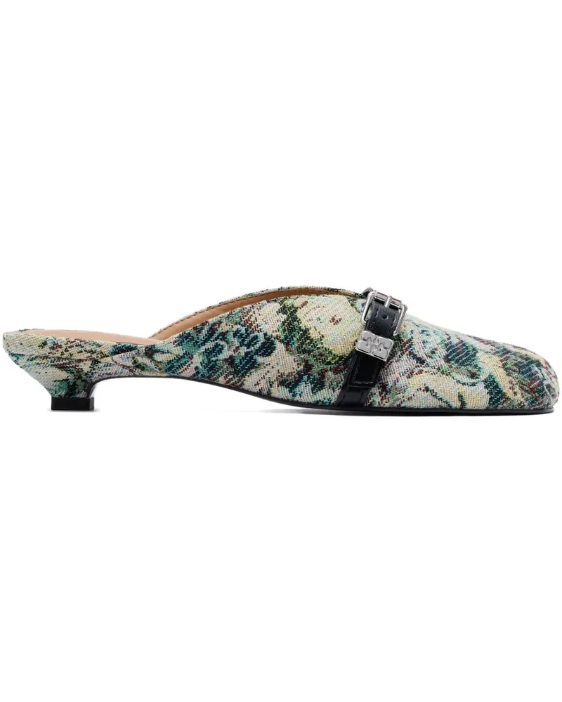 Ganni Tapestry Kitten Mules mit Absatz - Grün Grün