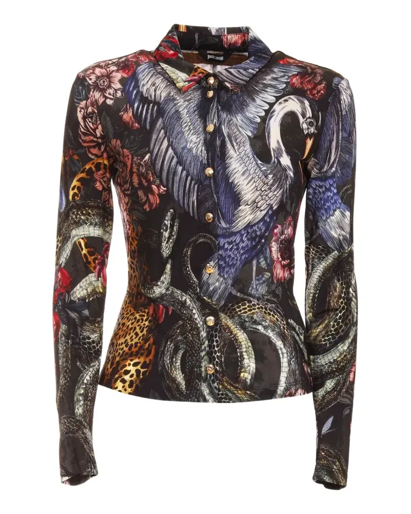 Just Cavalli graphic-print button-up shirt - Schwarz Schwarz