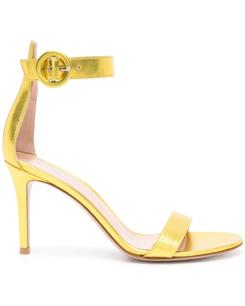 Gianvito Rossi Portofino Sandalen aus Metallic-Leder 85mm - Gelb Gelb
