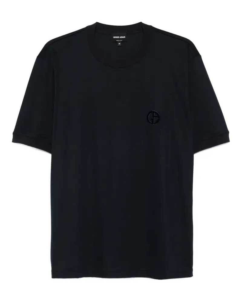 Giorgio Armani T-Shirt mit Logo-Stickerei - Blau Blau