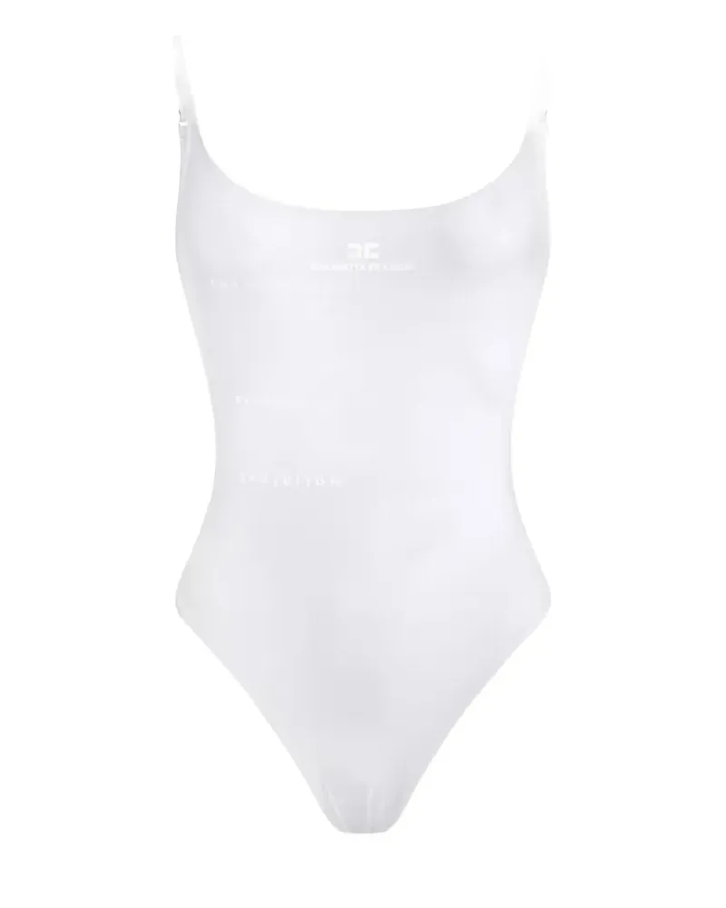 Elisabetta Franchi lettering-print swimsuit - Weiß Weiß