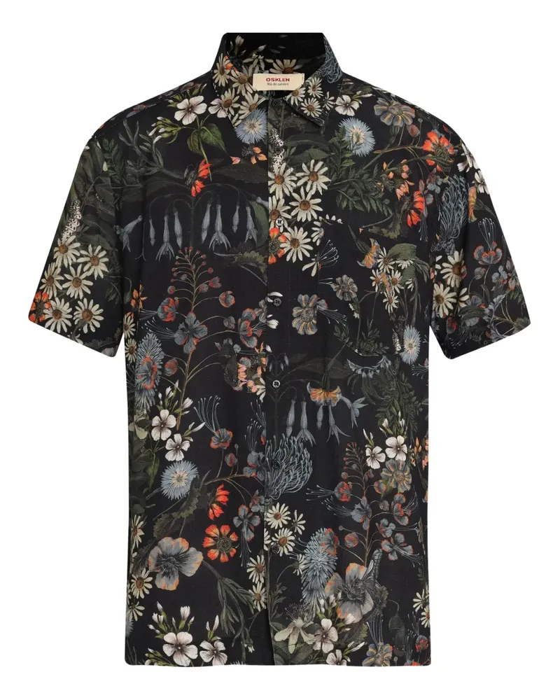 Osklen Hemd mit Blumen-Print - Schwarz Schwarz