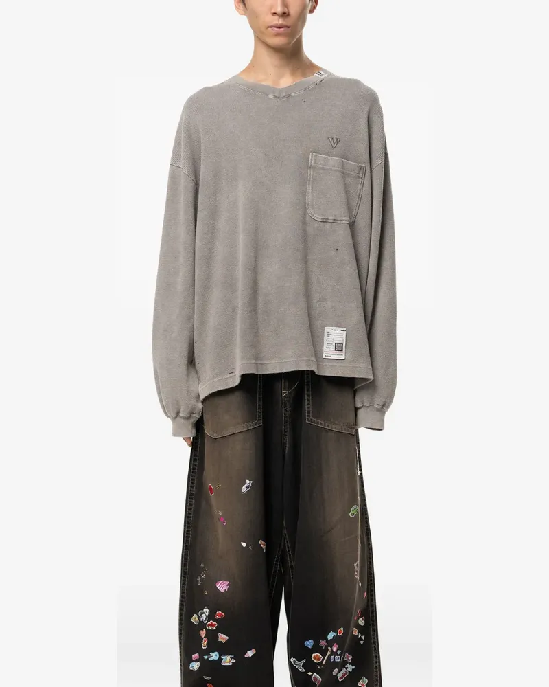 MIHARAYASUHIRO bleached waffle-knit T-shirt - Grau Grau