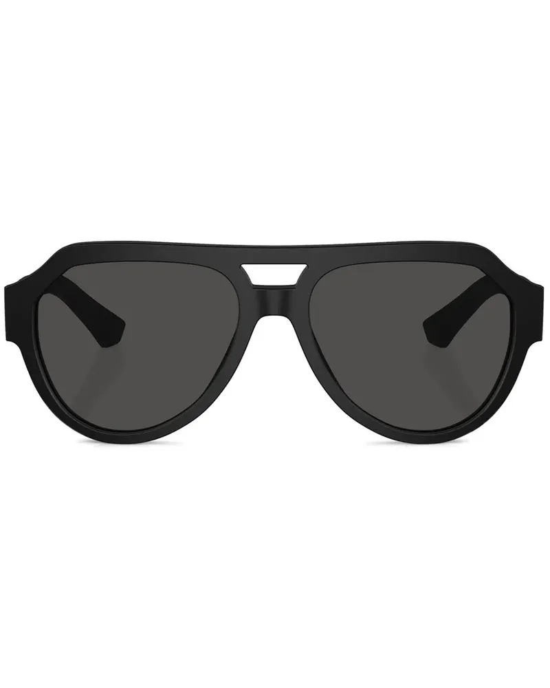 Dolce & Gabbana Sonnenbrille mit Logo-Gravur - Schwarz Schwarz