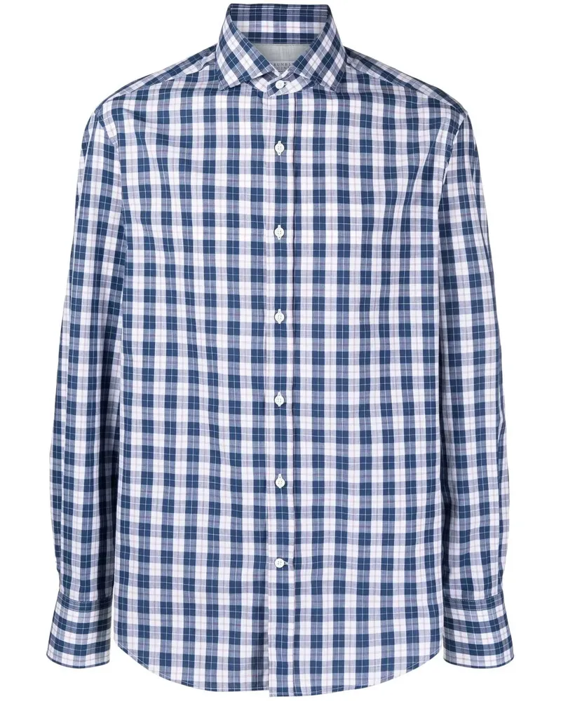 Brunello Cucinelli Hemd mit Karomuster - Blau Blau