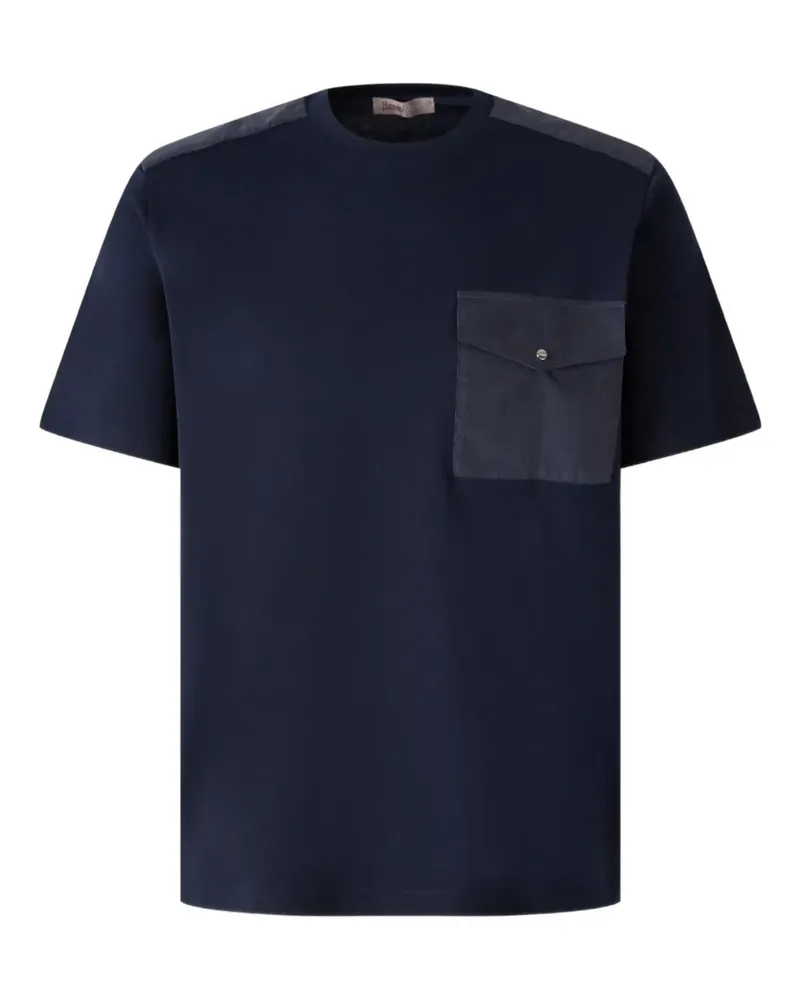 Herno T-Shirt mit aufgesetzter Tasche - Blau Blau