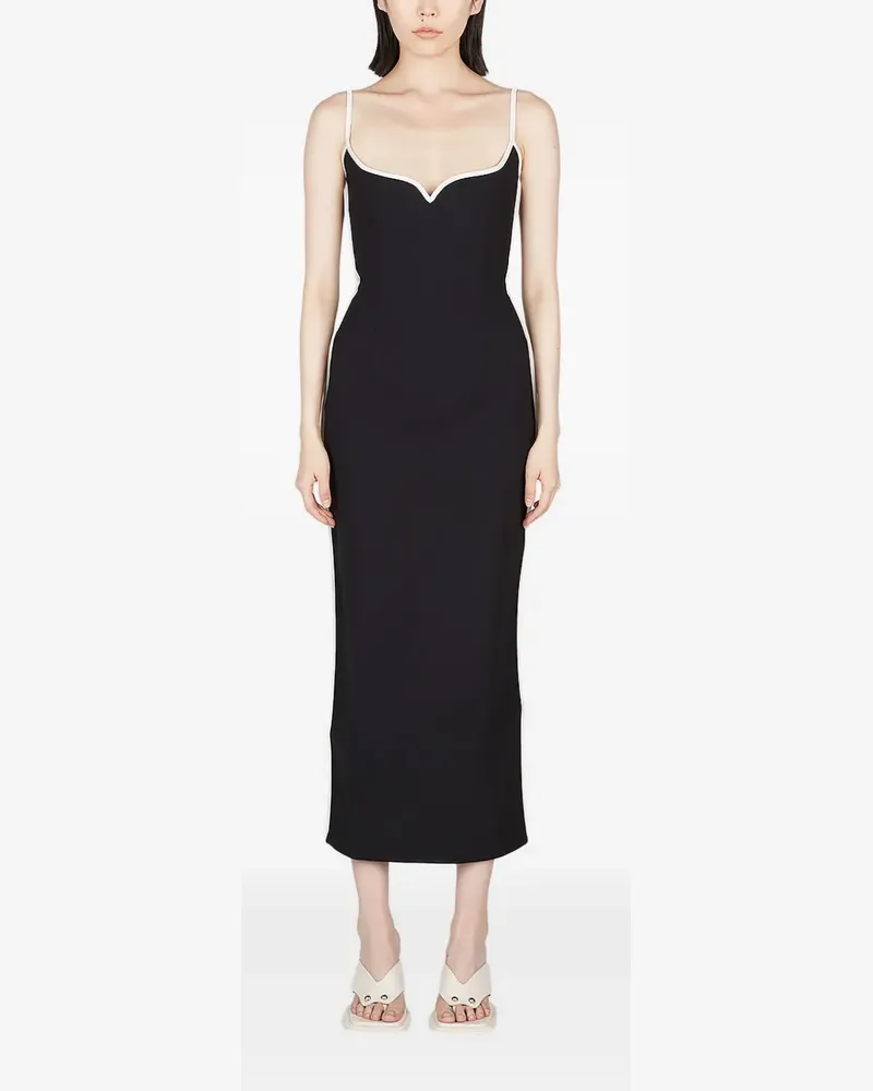 Paris Georgia Midikleid mit Herzausschnitt - Schwarz Schwarz