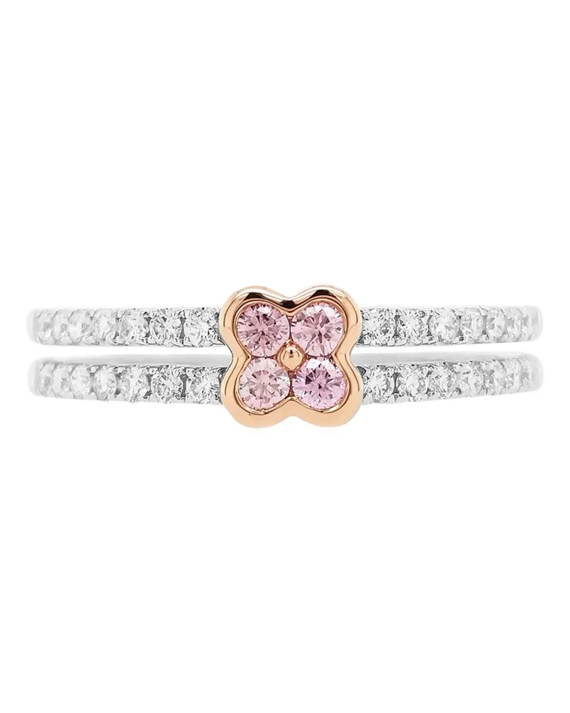 HYT Jewelry 18kt Flower Weißgoldring mit Diamant - Silber Silber
