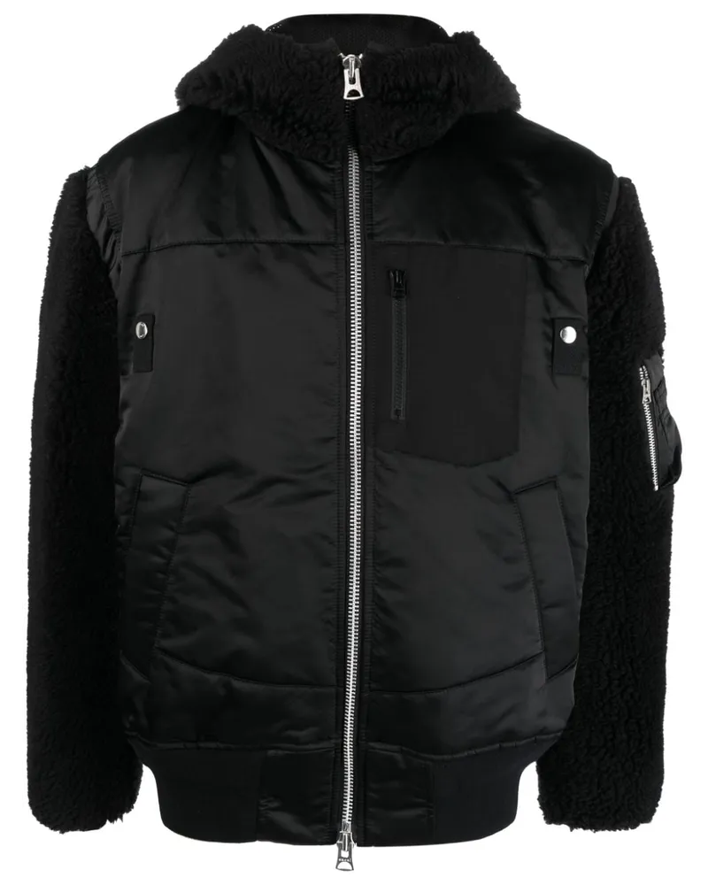 Sacai Kapuzenjacke mit Kontrasteinsatz - Schwarz Schwarz