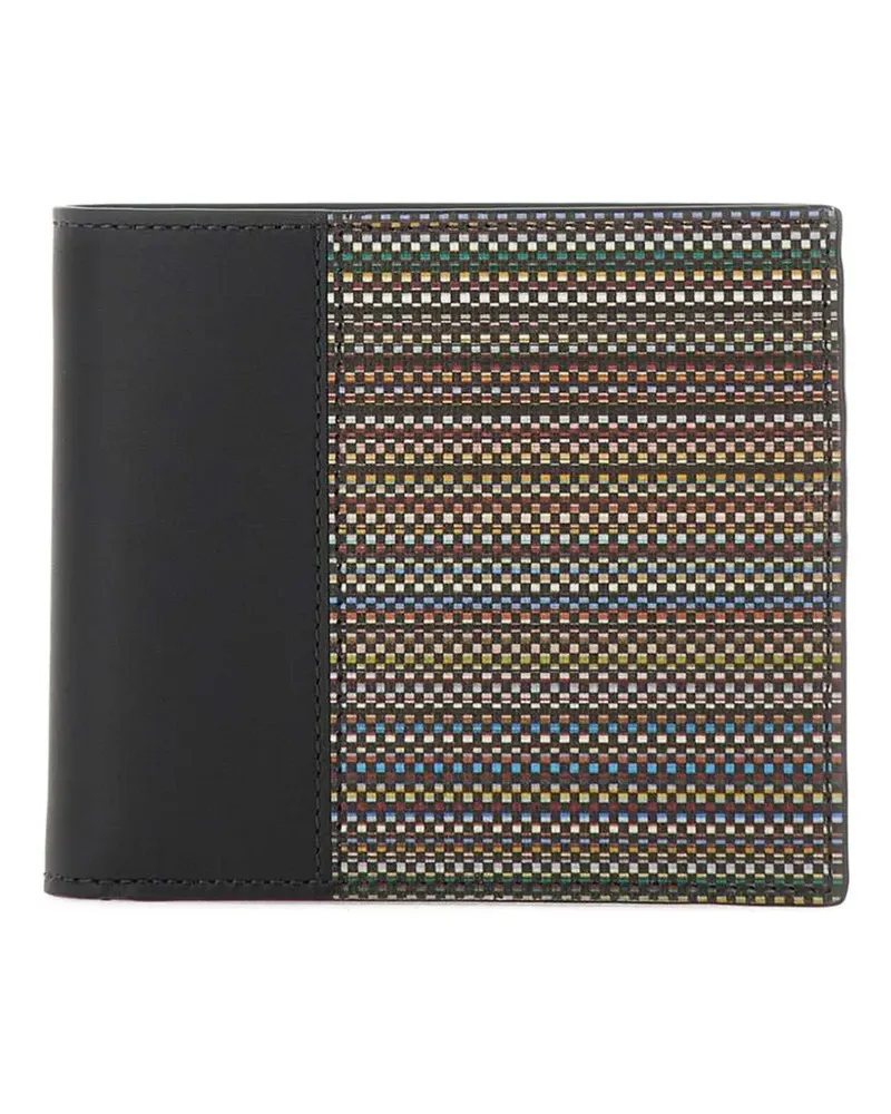 Paul Smith striped leather billfold wallet - Schwarz Schwarz